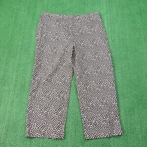 Ann Taylor Gramercy Fit Pants Womens 14P Black White Leaf Print Cropped Petite